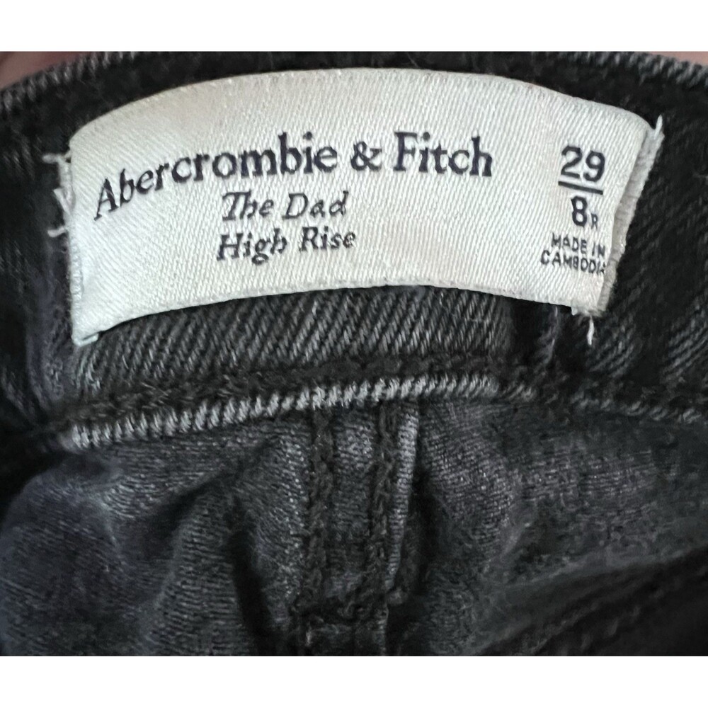 Abercrombie & Fitch The Dad High Rise Black Denim Jeans Button Fly Women's 8 - Picture 9 of 9